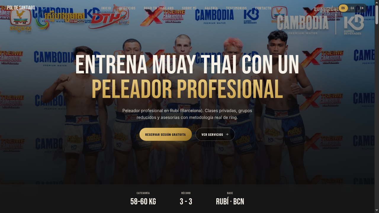 Pol "Almogaver" de Santiago — Landing page para peleador profesional de Muay Thai